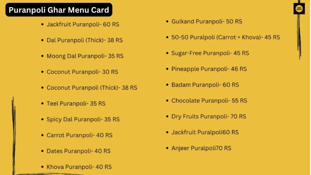 Puranpoli Ghar Menu Card